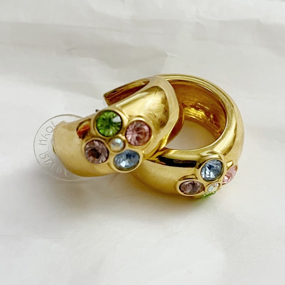 Joan Rivers Flower Mult-Gemstone C-Hoop Earrings - Picture 2 of 3